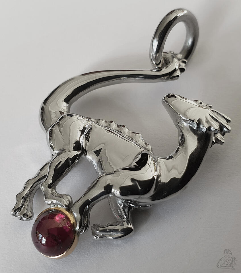 925 silver, gold setting, tourmaline